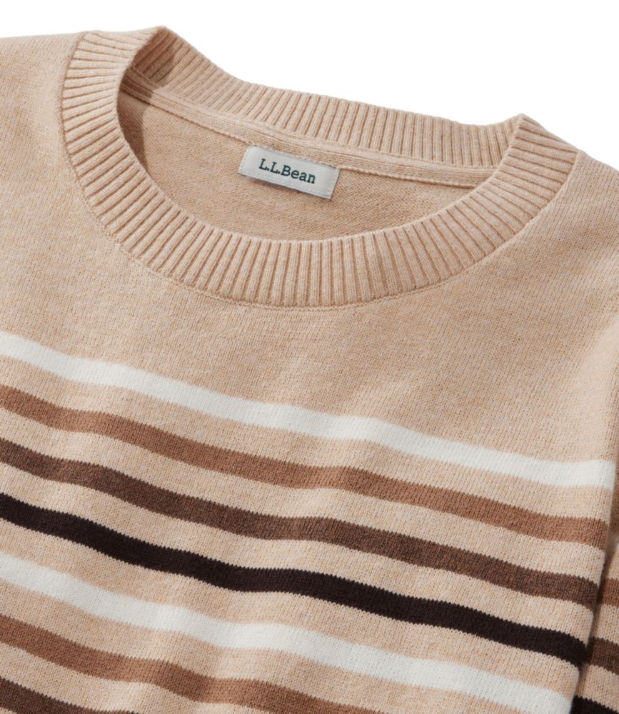 Women's Cotton/Cashmere Sweater, Crewneck Stripe