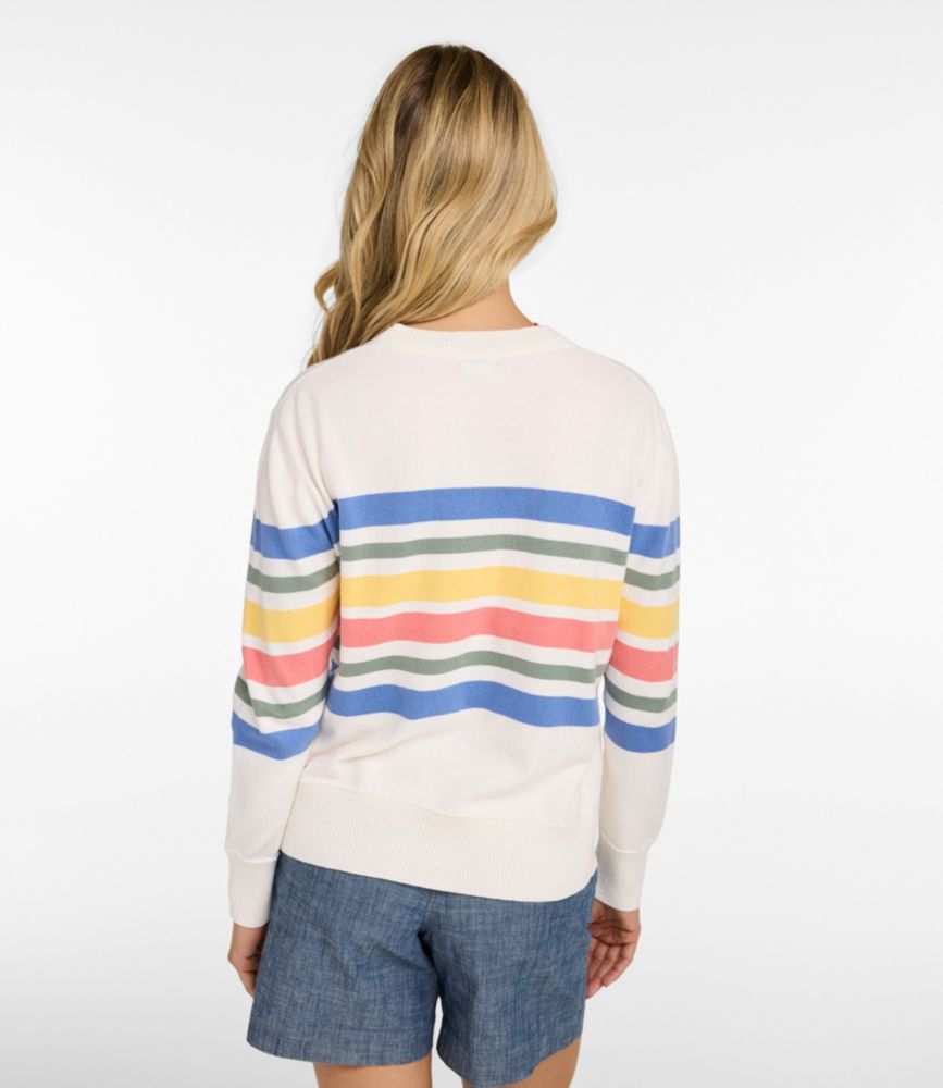 Women's Cotton/Cashmere Sweater, Crewneck Stripe