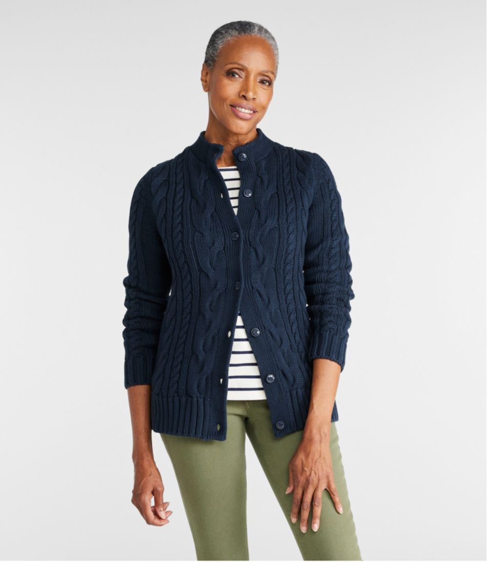 Women's Double L® Cable Sweater, Button-Front Cardigan | Sweaters 