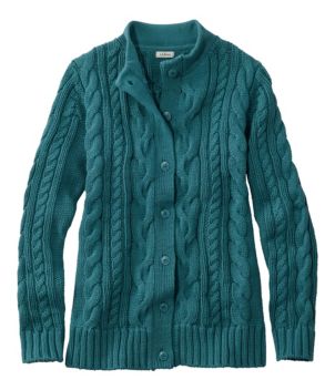 Women's Double L® Cable Sweater, Button-Front Cardigan