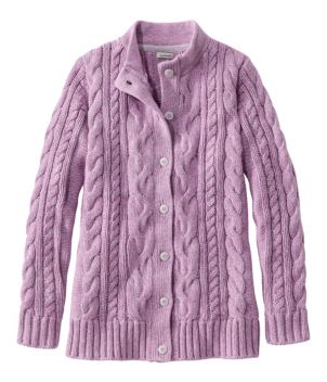 Women's Double L® Cable Sweater, Button-Front Cardigan