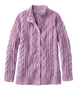 Women's Double L® Cable Sweater, Button-Front Cardigan