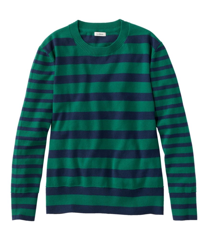 Women's Cotton/Cashmere Sweater, Crewneck Stripe