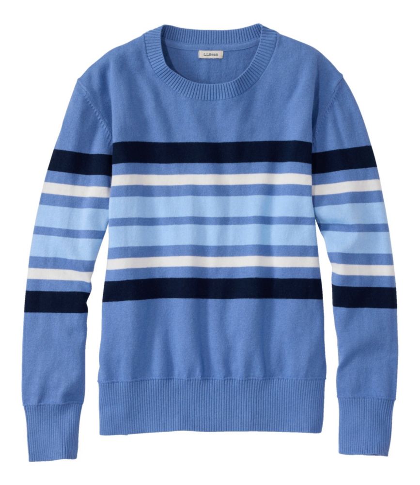 Women's Cotton/Cashmere Sweater, Crewneck Stripe