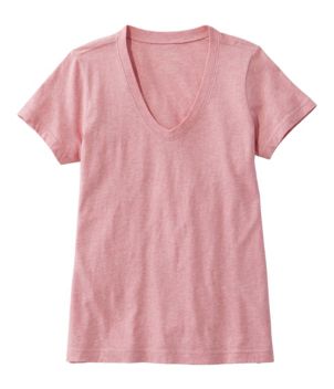 Women's Washed Cotton Tee, Short-Sleeve V-Neck