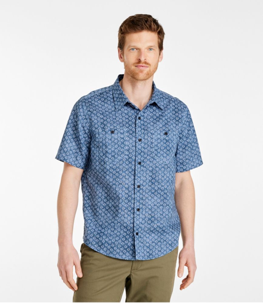 Men's Rugged Linen Blend Shirt, Short-Sleeve, Print, Traditional ...