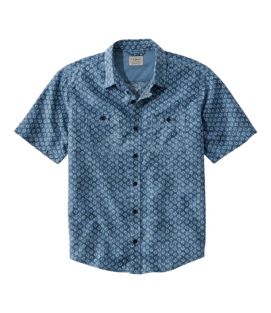 Men's Rugged Linen Blend Shirt, ShortSleeve, Print, Traditional