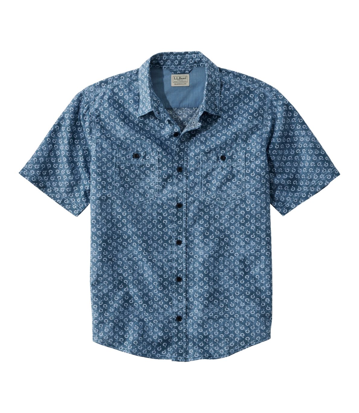 Men's Rugged Linen Blend Shirt, Short-Sleeve, Print, Traditional Untucked Fit