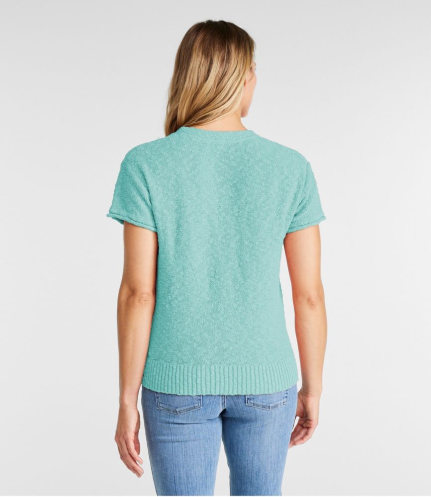 Women's Midweight Cotton Slub Sweater, Henley Short-Sleeve, Classic Navy, small image number 3
