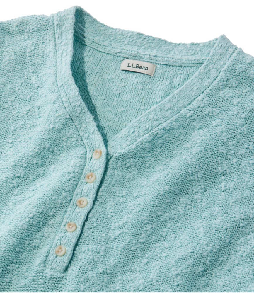 Women's Midweight Cotton Slub Sweater, Henley Short-Sleeve