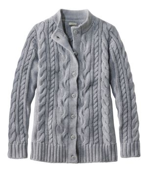 Women's Double L® Cable Sweater, Button-Front Cardigan