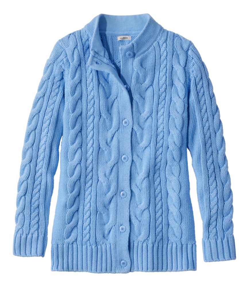 Women's Double L® Cable Sweater, Button-Front Cardigan