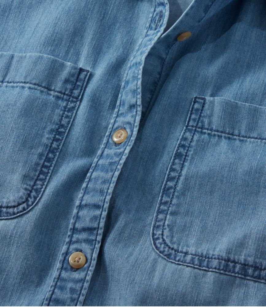 Women's L.L. Bean Heritage Washed Lightweight Denim Shirt, Short-Sleeve, Medium Indigo, small image number 4