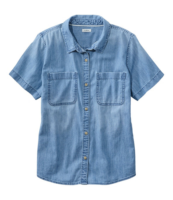 L.L.Bean Heritage Washed Denim Lightweight Shirt, Short-Sleeve, , large image number 0
