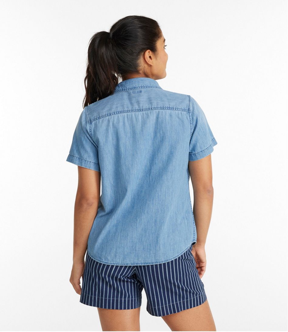 Women's L.L. Bean Heritage Washed Lightweight Denim Shirt, Short-Sleeve