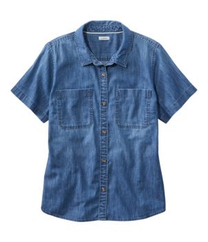 Women's L.L. Bean Heritage Washed Lightweight Denim Shirt, Short-Sleeve