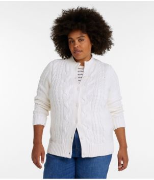 Women's Double L® Cable Sweater, Button-Front Cardigan