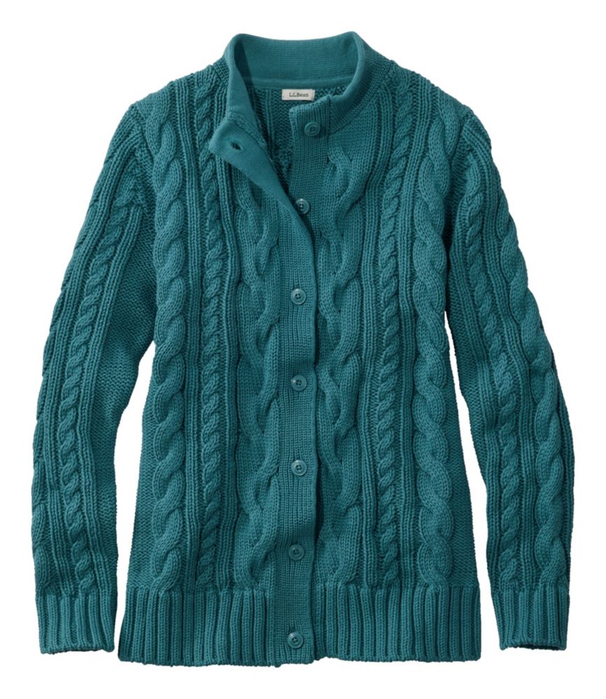 Women's Double L® Cable Sweater, Button-Front Cardigan