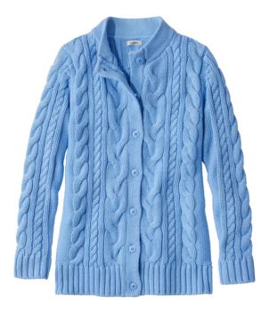 Women's Double L® Cable Sweater, Button-Front Cardigan
