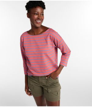 Women's Heritage Mariner Top, Boatneck Three-Quarter-Sleeve Stripe