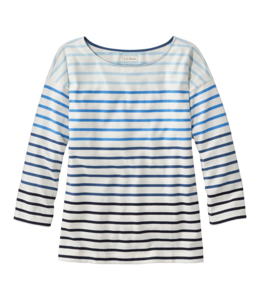 Familiar boat-embroidered striped T-shirt - Blue