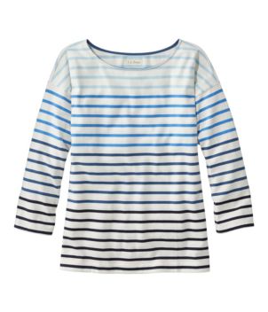 Women's Heritage Mariner Top, Boatneck Three-Quarter-Sleeve Stripe