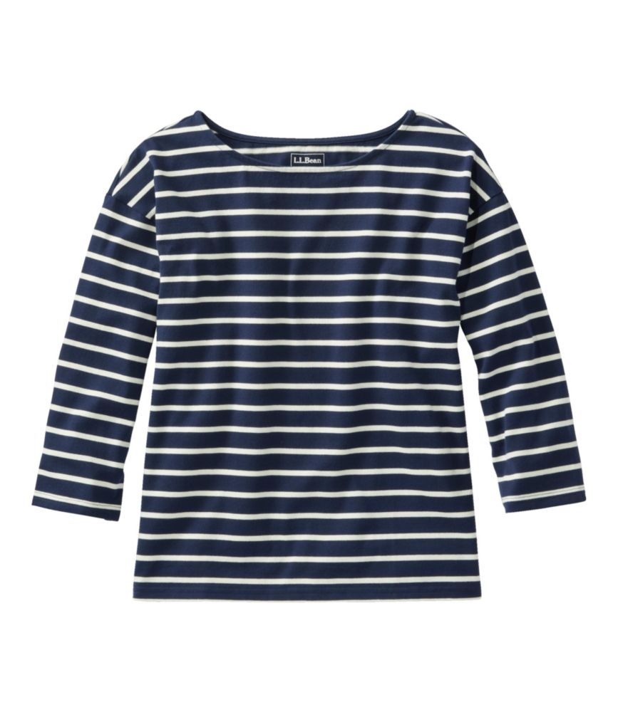 Women's Heritage Mariner Top, Boatneck Three-Quarter-Sleeve Stripe, Classic Navy/Sailcloth, small image number 1