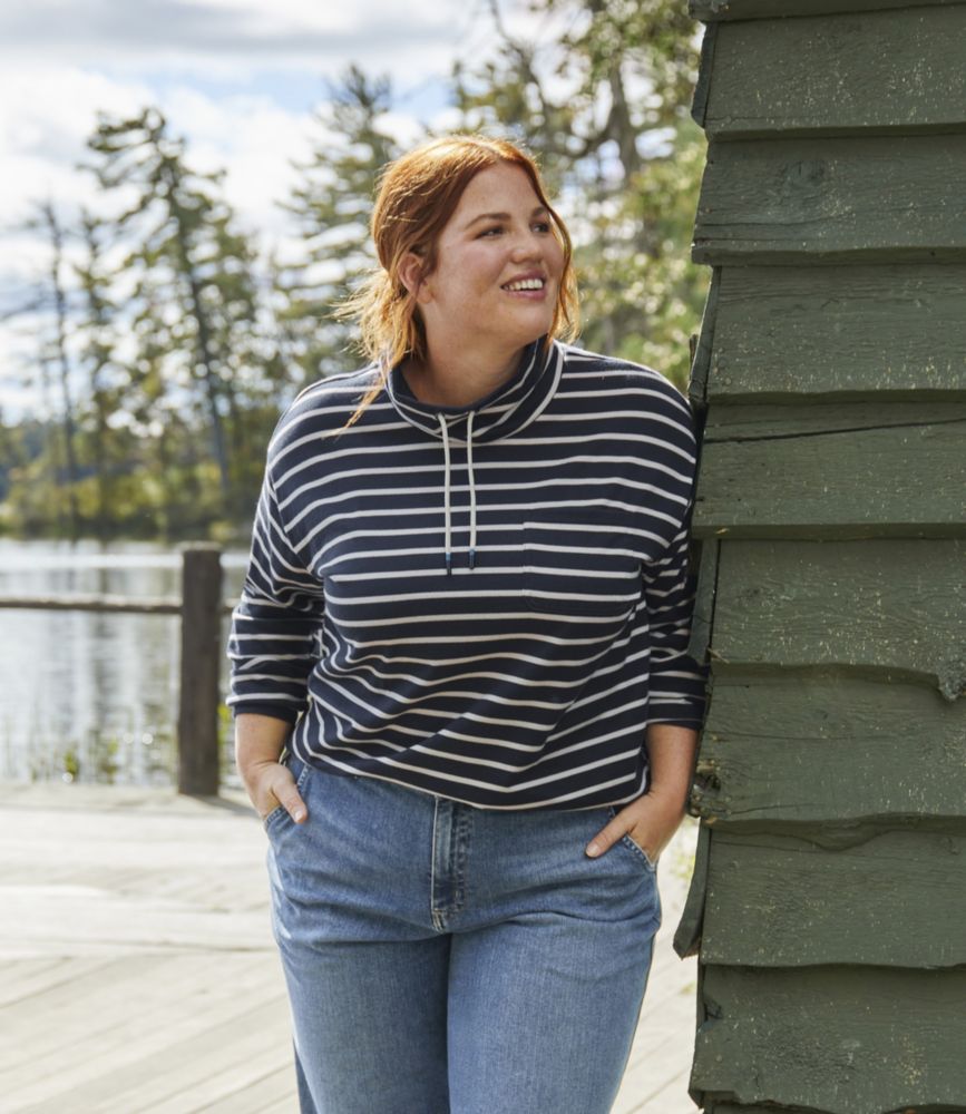 Women's Heritage Mariner Top, Funnelneck Stripe, Classic Navy/Sailcloth, small image number 5