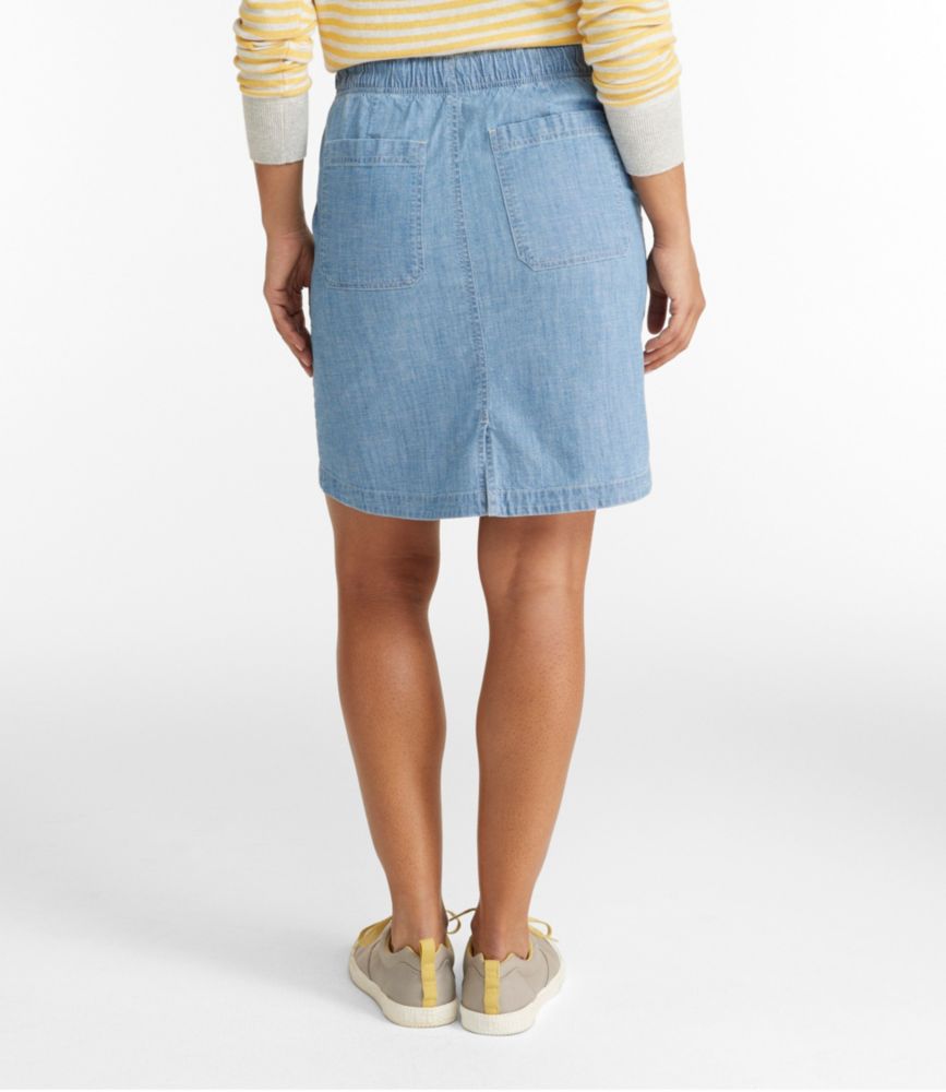 Women's Lakewashed Pull-On Skirt, Mid-Rise Chambray, , small image number 3