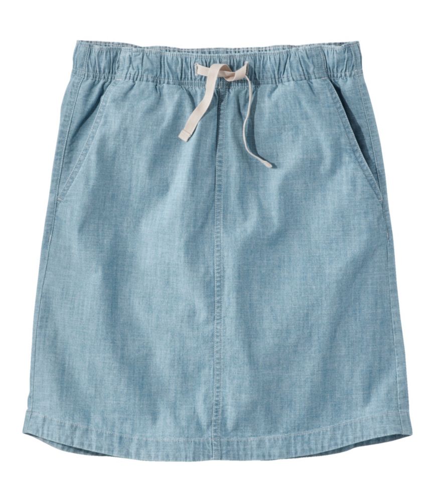 Women's Lakewashed Pull-On Skirt, Mid-Rise Chambray, Chambray, small image number 1