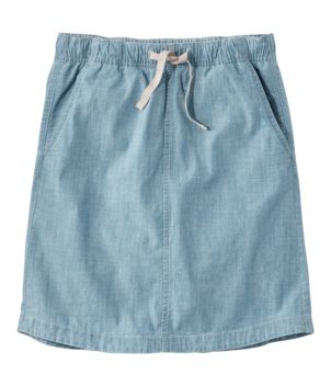 Women's Lakewashed Pull-On Skirt, Mid-Rise Chambray