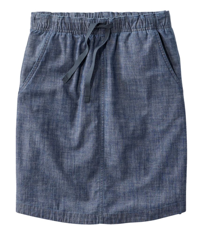 Women's Lakewashed Pull-On Skirt, Mid-Rise Chambray