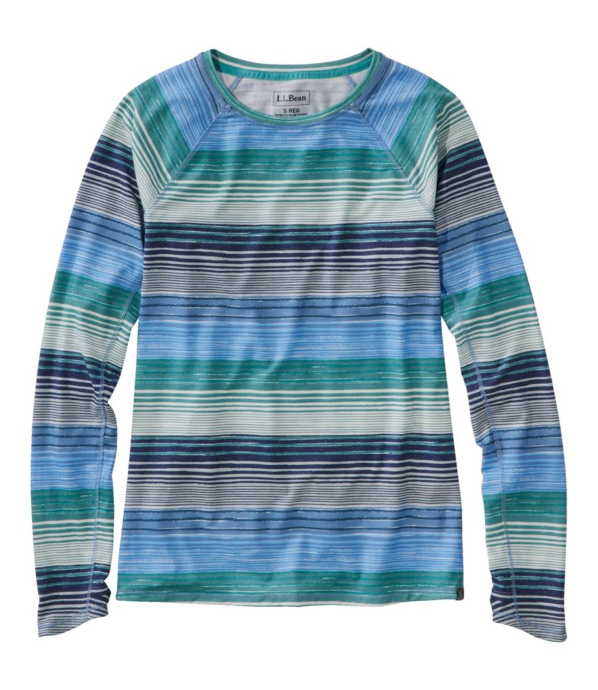 Women's Everyday SunSmart® Tee, Crewneck Long-Sleeve Stripe, Blue-Green Stripe, small image number 1