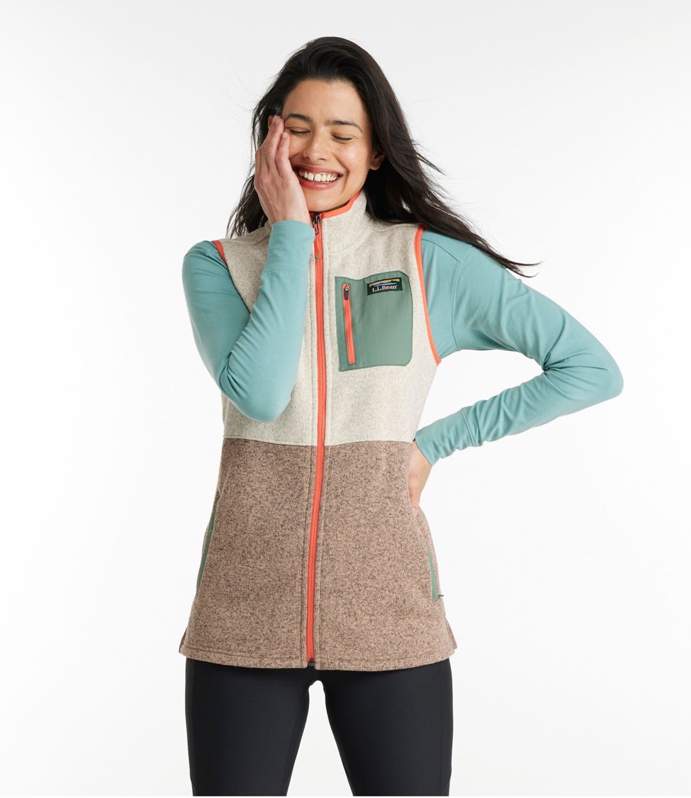 Women s L.L.Bean Sweater Fleece Long Vest Colorblock at L.L. Bean