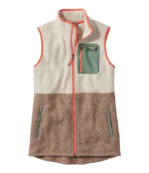 Women's L.L.Bean Sweater Fleece, Long Vest Colorblock