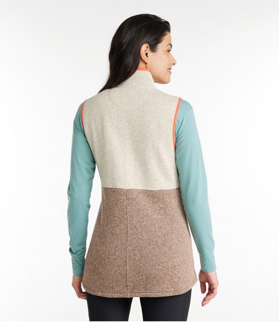 Women's L.L.Bean Sweater Fleece, Long Vest Colorblock