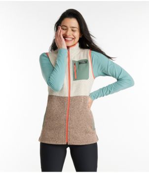 Women's L.L.Bean Sweater Fleece, Long Vest Colorblock