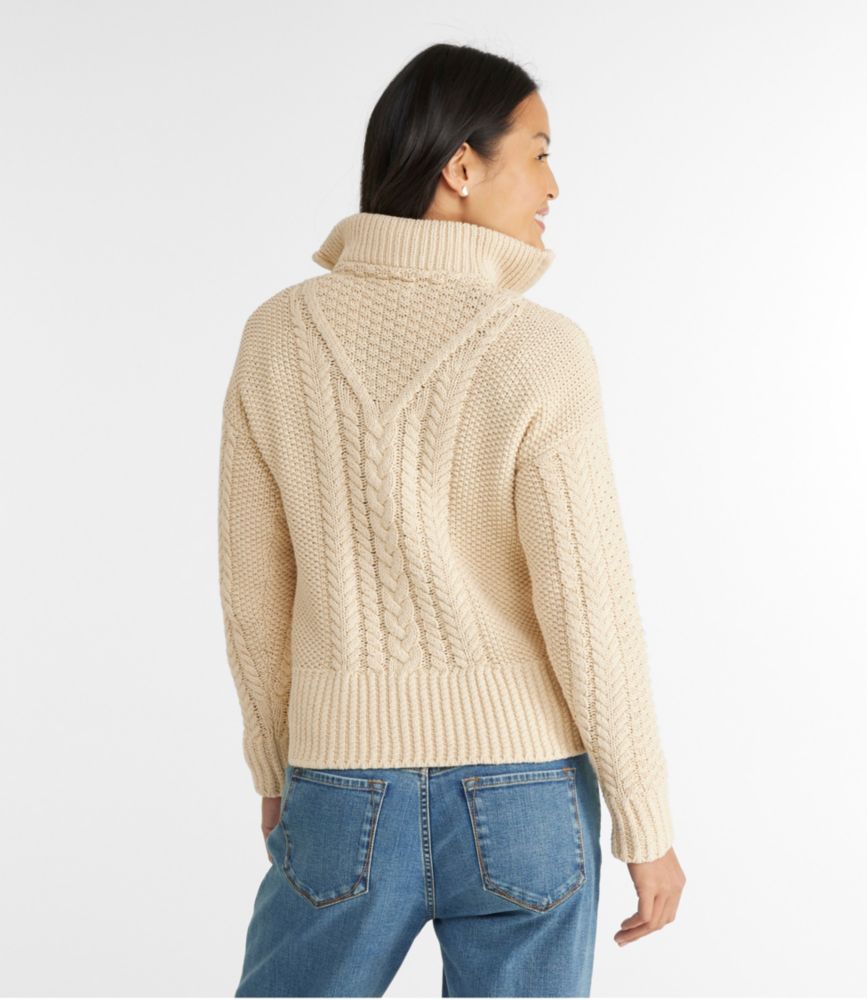 Women's Signature Cotton Fisherman Sweater, Quarter-Zip, , small image number 3