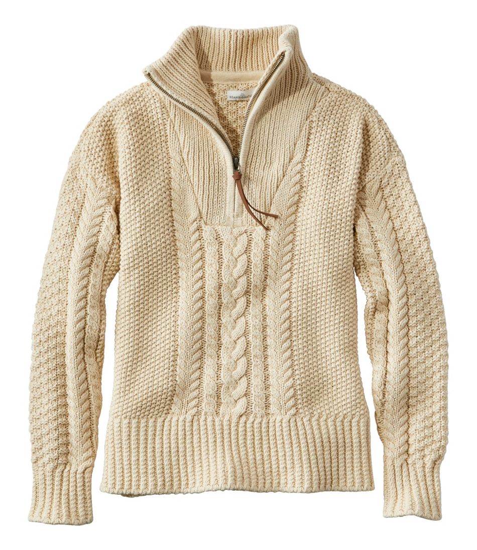 Women's Signature Cotton Fisherman Sweater, Quarter-Zip