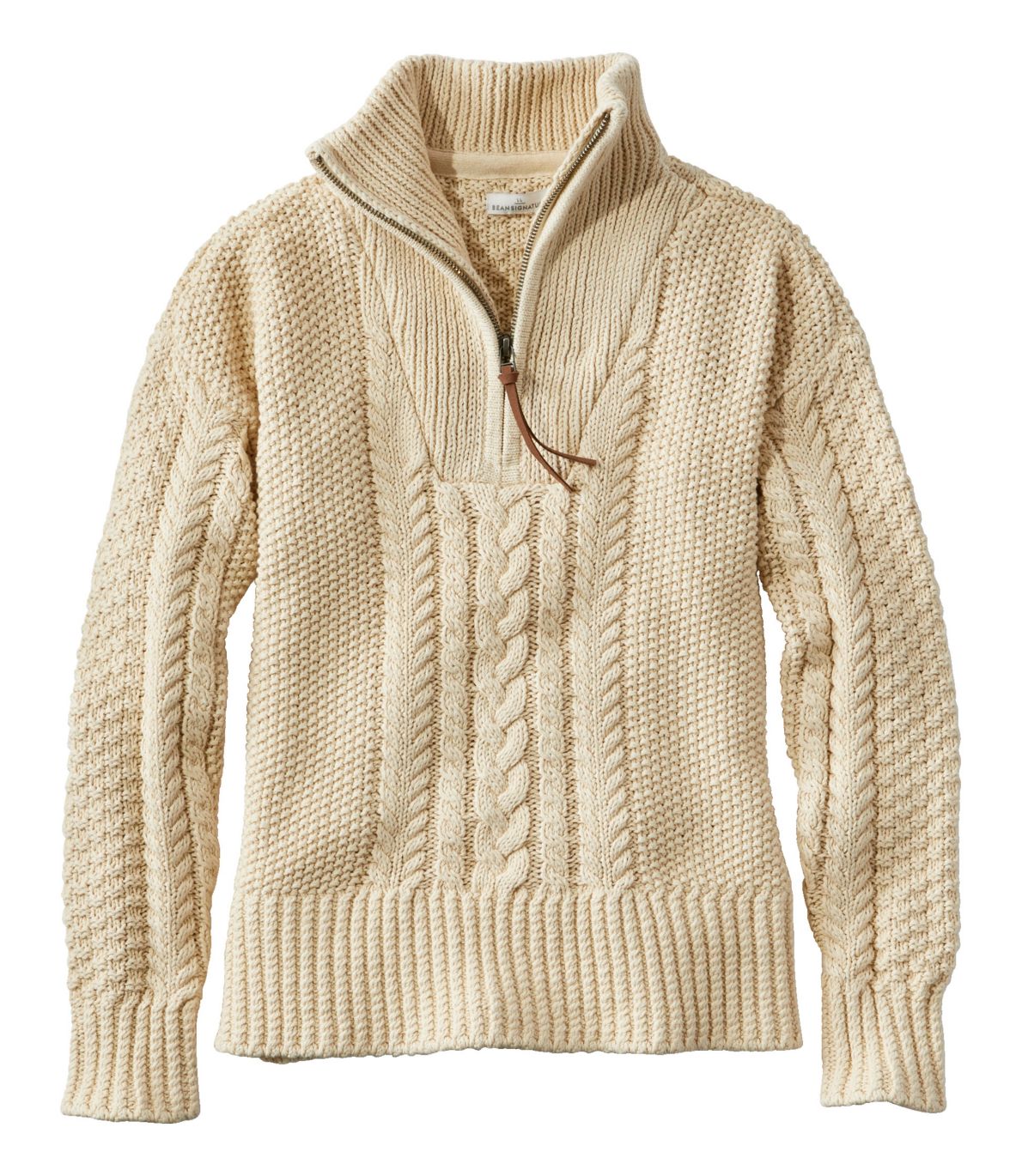 Women's Signature Cotton Fisherman Sweater, Quarter-Zip