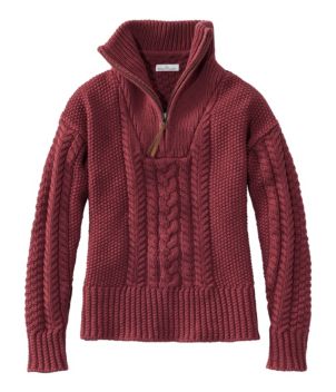 Women's Signature Cotton Fisherman Sweater, Quarter-Zip