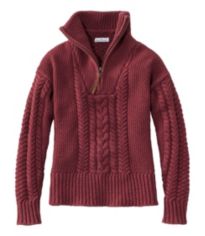 Women's Double L® Cable Sweater, Button-Front Cardigan