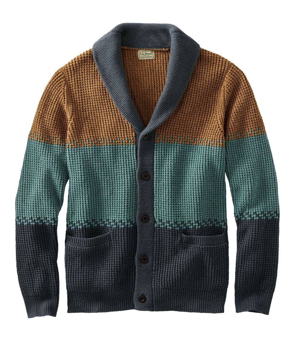 Men's Organic Cotton Sweater, Cardigan, Stripe at L.L. Bean