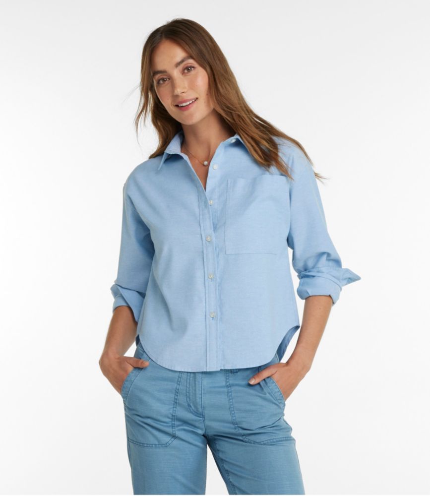 Women's Signature Boyfriend Oxford Shirt, Sky Blue, small image number 2