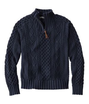 Men's Signature Cotton Fisherman Sweater, Quarter-Zip