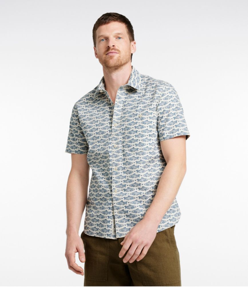 Men's Signature Vacationland Shirt, Short-Sleeve, Slim Fit, Iron Blue Fish, small image number 2