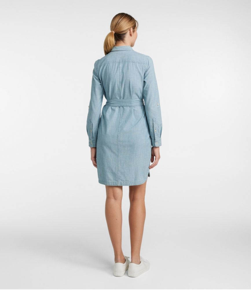 Women's Signature Camp Shirt Dress, Button-Front, Chambray, small image number 3