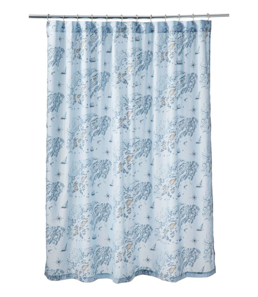 Nautical Map Shower Curtain, , small image number 1