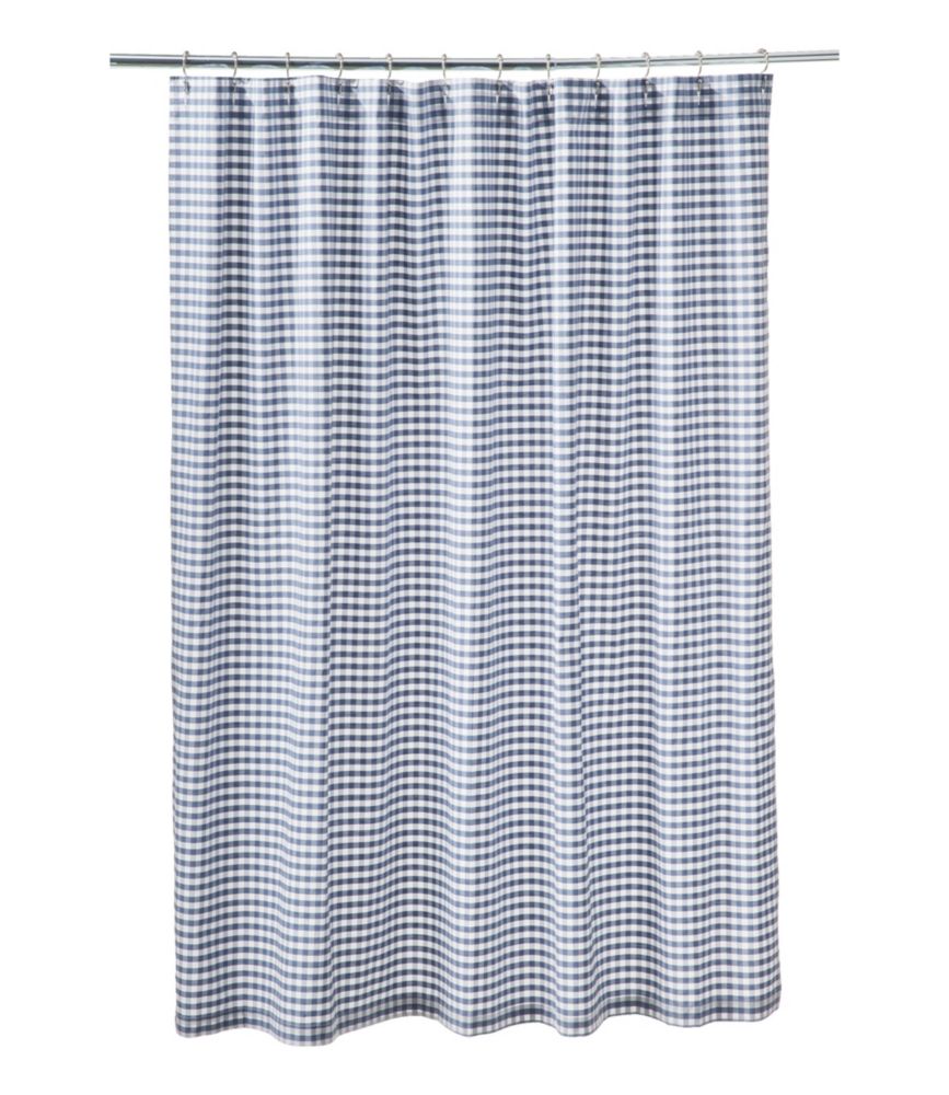 Gingham Shower Curtain, Vintage Indigo, small image number 1