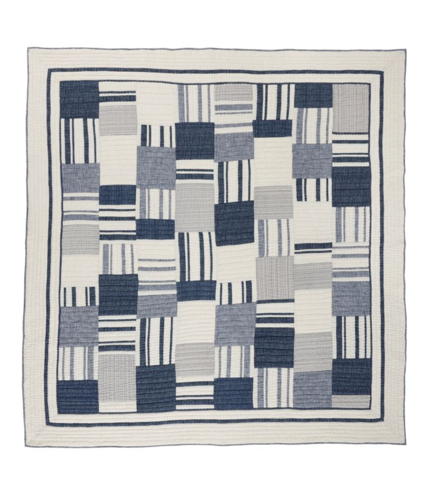 Striped Patchwork Quilt Collection, Indigo, small image number 2